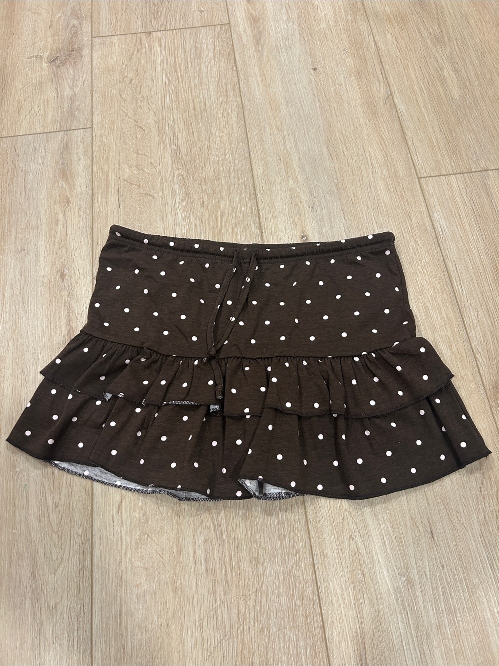 Charlotte Russe Brown Polka Dot Ruffle Mini Skirt